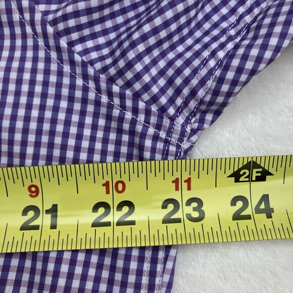 Johnnie O Long Sleeve Button Down Shirt Mens LARGE Purple Gingham Preppy - Picture 11 of 13